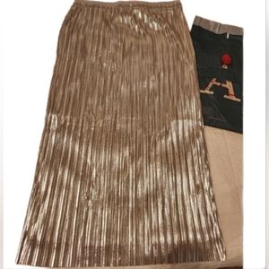 NWT Anthropologie Metallic Maeve Silver Pleated Skirt, 4
